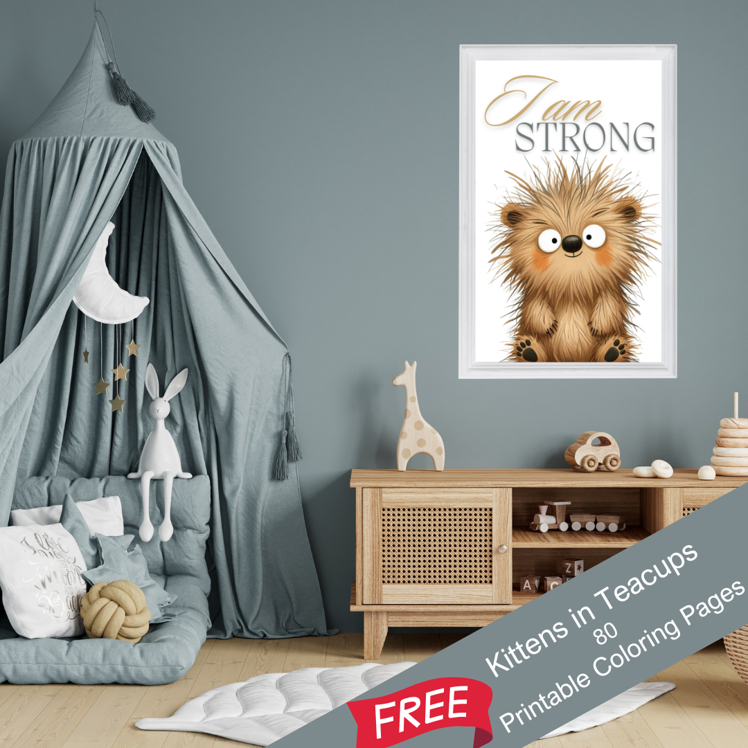 "I Am Strong" Quirky Bear Printable Affirmation