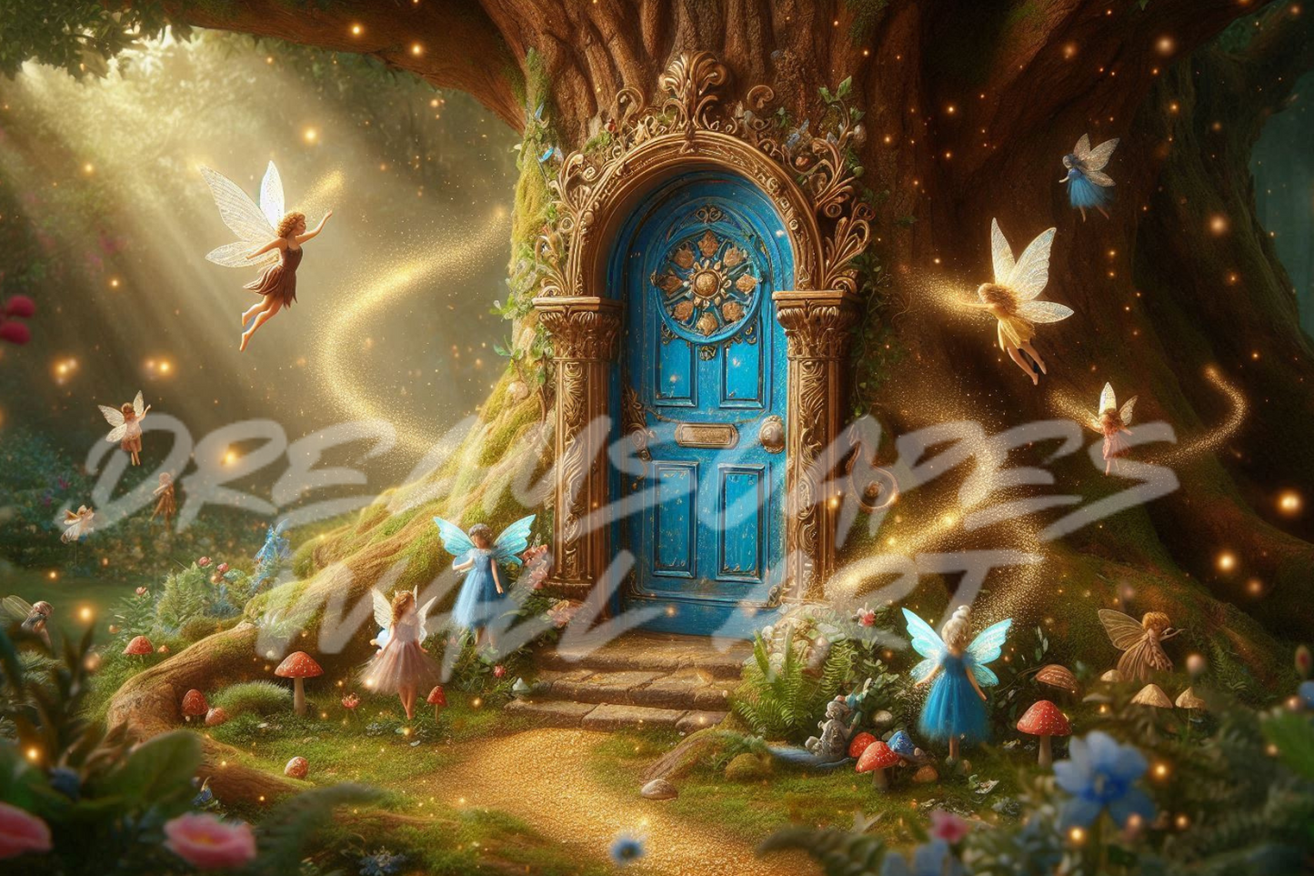 Blue Fairy Door #6 Printable WallArt