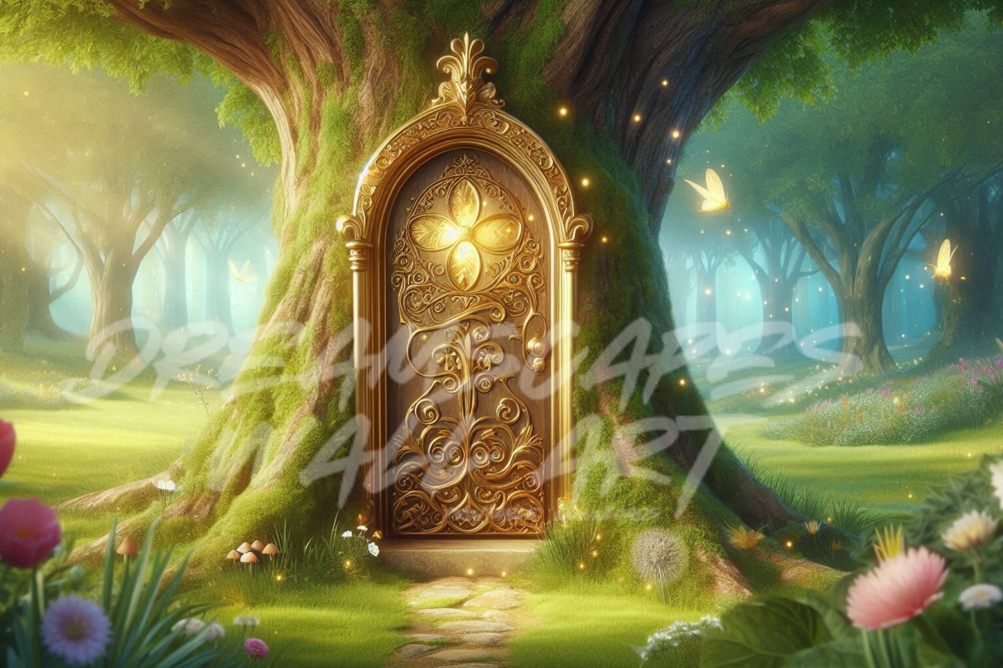 Gold Fairy Door #7 Printable WallArt