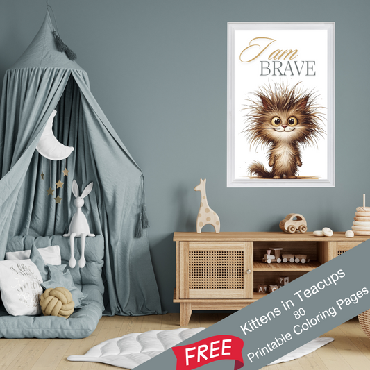 "I Am Brave" Quirky Cat Printable Affirmation