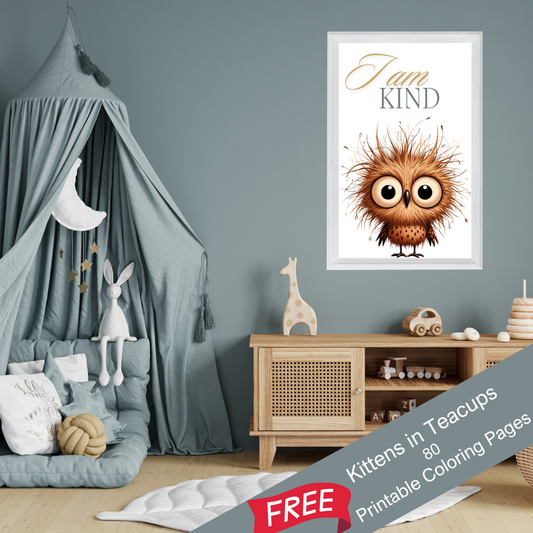 "I Am Kind" Quirky Owl Affirmation Printable