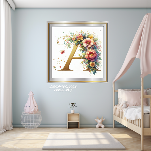 Floral Initial "A" #12 Printable WallArt