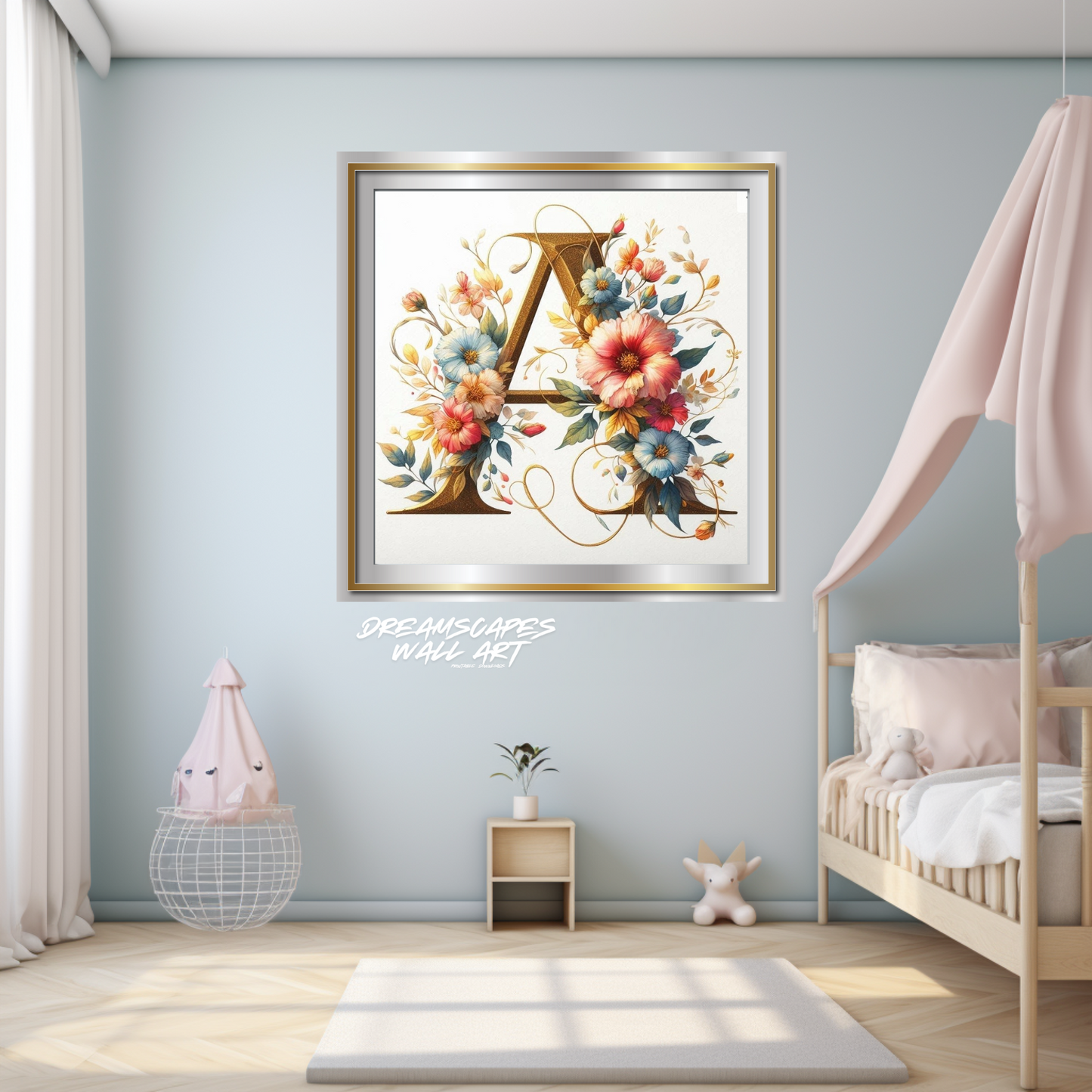 Floral Initial "A" #13 Printable WallArt