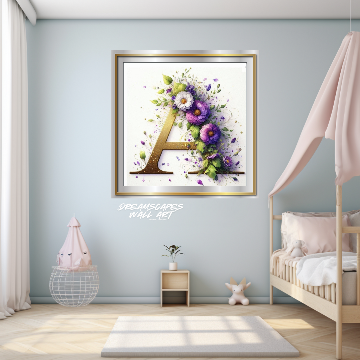 Floral Initial "A" #20 Printable WallArt