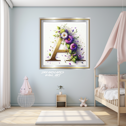 Floral Initial "A" #20 Printable WallArt