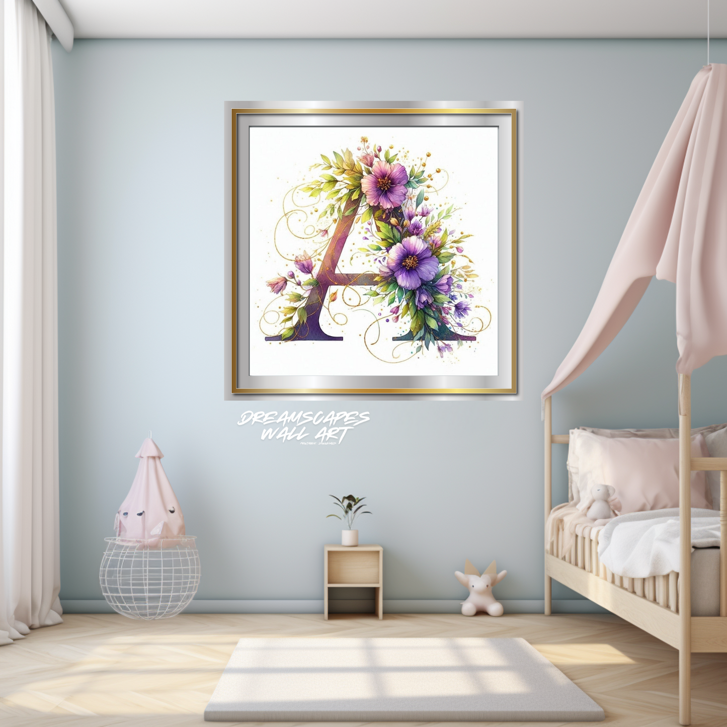 Floral Initial "A" #21 Printable WallArt