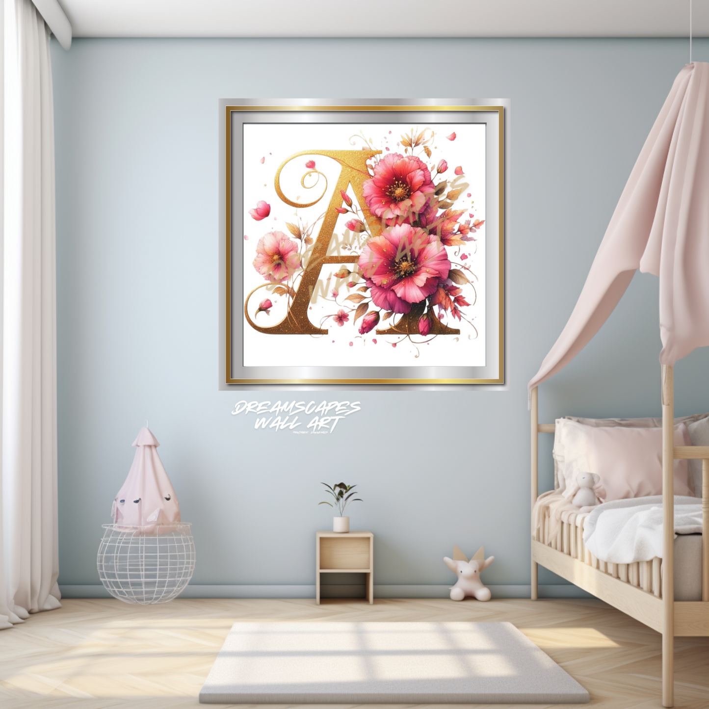 Floral Initial "A" #19 Printable WallArt