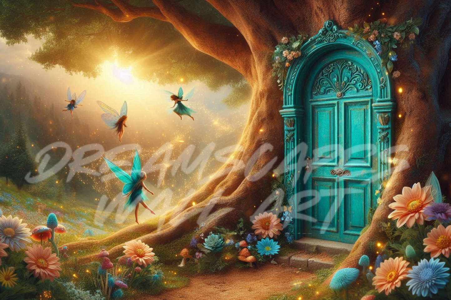 Turquoise Fairy Door #5 Printable WallArt