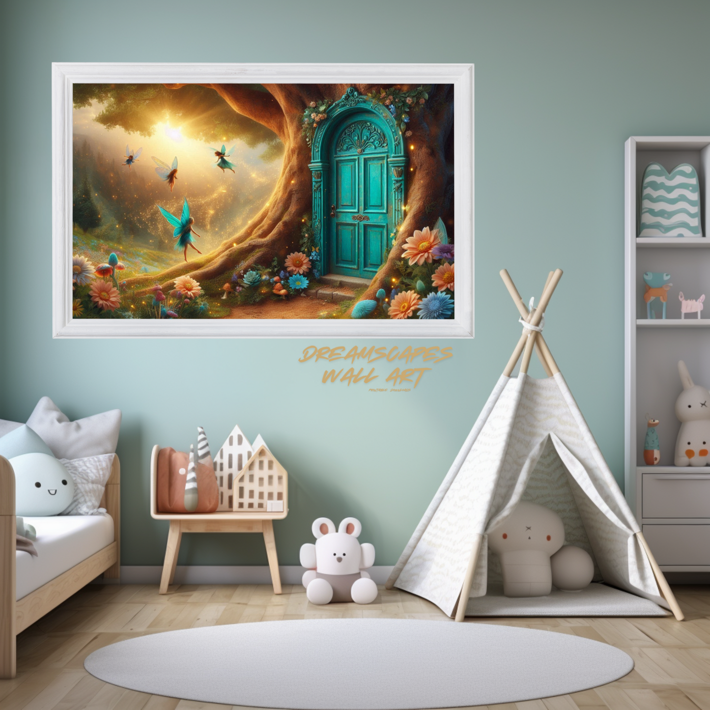 Turquoise Fairy Door #5 Printable WallArt