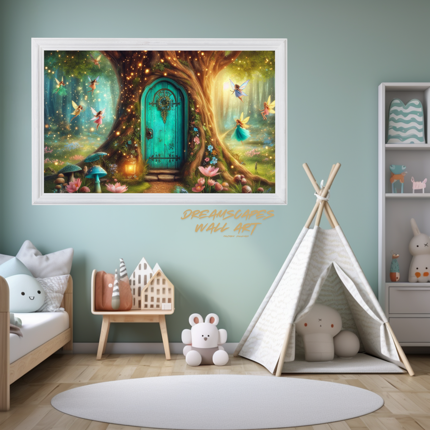 Turquoise Fairy Door #6 Printable WallArt